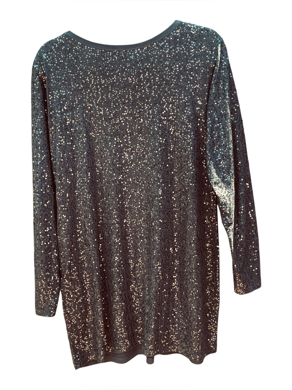 Women’s DKNY Black Sequin Long Sleeve MINI Dress size Large - Picture 3 of 7